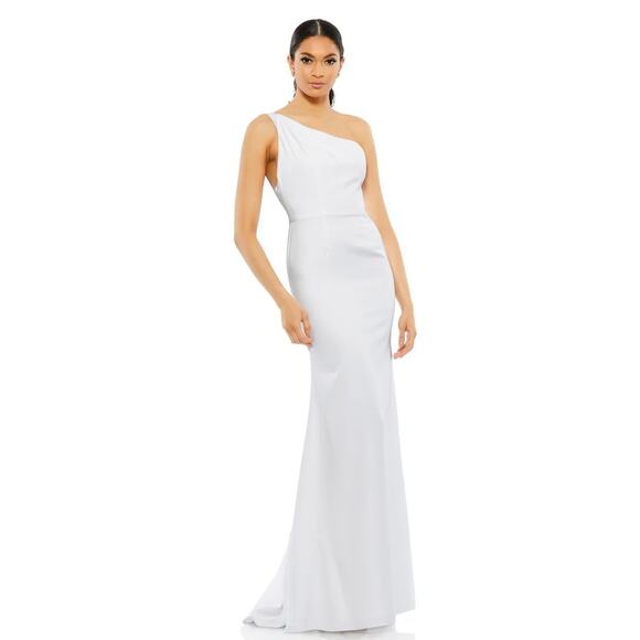 Mac Duggal Dresses & Skirts - NWT Ieena for Mac Duggal White One Shoulder Jersey Mermaid Gown – Size 2